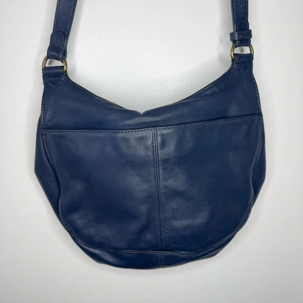 Cath Kidston Blue Leather Handbag W Floral Fabric Lining Cross Shoulder Handbag